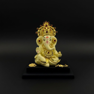 Gold Plated Crown Ganesha Idol