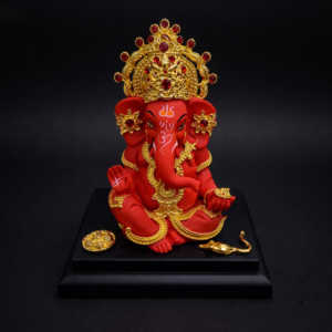 Gold Plated Crown Ganesha Idol